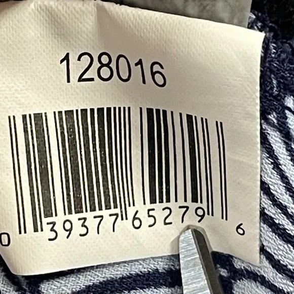 Chaus New York Womens L Blouse 3/4 Sleeve Blue Fan Print Lightweight V-Neck - Picture 7 of 7